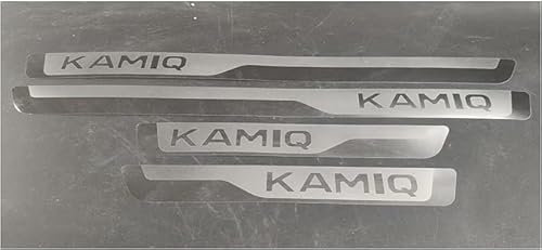 VIPOES 4 Piezas DecoracióN para Estribos para Skoda Kamiq 2018-2022 2023 2024 2025, Acero Inoxidable Protector Umbral Puerta Coche