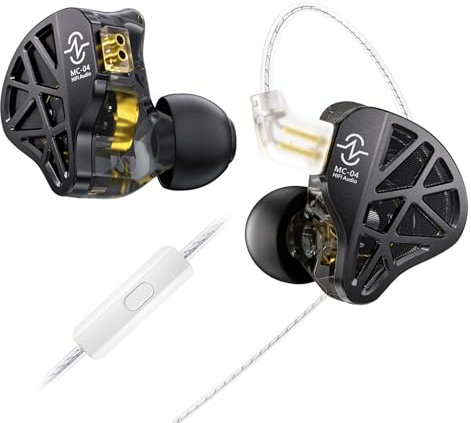 CCZ MC04 In Ear Monitors, IEM Earphones with 10mm Magnetic 1DD and BA Hybrid Driver, Silver-Plated OFC Earphones Wired with 3.5mm Plug, Noise Isolation Wired Gaming Earbuds with Mic for PS4/5