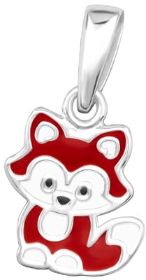 Monkimau Fuchs Kinder Premium Kettenanhänger 925 Silber | Hypoallergen Kinderohrringe | Mädchen Schmuck Geschenk Geschenkidee Kette