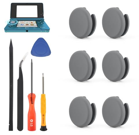 6PCS Analog Stick Cap for Nintendo 2DS 3DS 3DSXL 3DSLL Thumbsticks for Nintendo New 3DS New 3DSXL New 3DSLL New 2DSLL Sticks Caps Accessories with Repair Tools(Dark Gray)