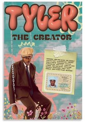 FVLYRWMQX Tyler Poster The Creator Music Rapper Singer Vintage Für Zimmer, Ästhetische Leinwand-Wandkunst, Schlafzimmer-Dekor Poster 12x18inch(30x45cm)