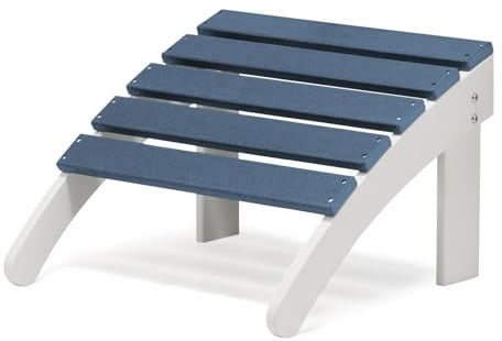 COWVIE Outdoor HDPE Adirondack Ottoman, Navy Blue