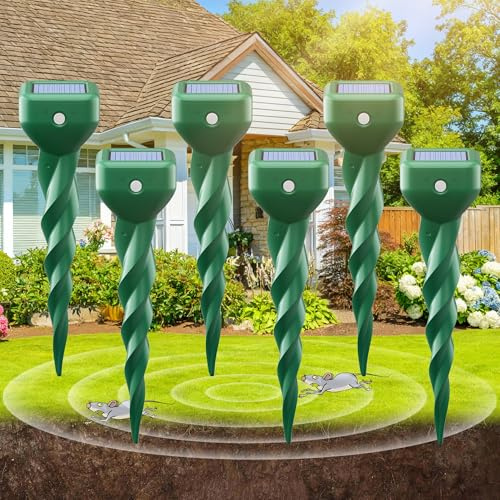 Maulwurf Vertreiber 6er Set, Leistungsstarker Wühlmausschreck & Maulwurfschreck Solar für Garten, Rasen & Beete, Wetterfest IP67, Wühlmaus Vertreiben durch Vibration, Tierfreundlich ohne Giftstoffe