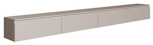 Selsey TV Lowboard Hängend 300 cm Kaschmir 4 Fächer mit Klappfronten Elegantes Design für Moderne Wohnzimmer Spanplatte 16 mm Stauraum für Elektronik Ideal für Saugroboter