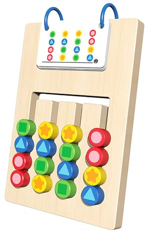 Farbform Matching Slide Puzzle Spielzeug, hölzerne pädagogische Brettspiele für Kleinkinder 3-5 Jahre