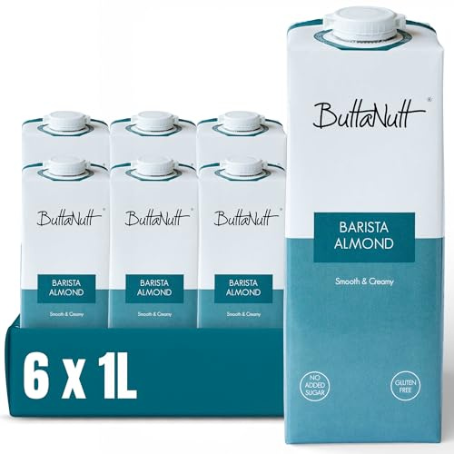 ButtaNutt Barista Almond Drink - 1L | Smooth Plant-Based Coffee Drink for Latte & Cappuccino – Dairy-Free, Vegan, No Added Sugar, Calcium Enriched