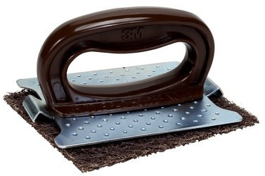 Scotch-Brite Griddle Pad Holder for Griddle Surfaces, Model 482, Brown Plastic Handle, Includes 1 Pad #82, Rectangular