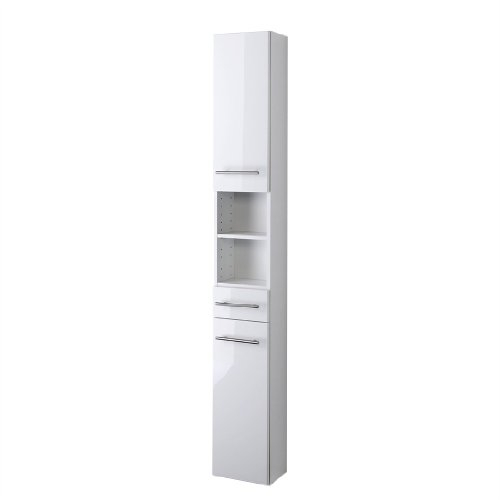 Held Möbel 140.2096 Parma Seitenschrank , 2 türig / 1 Schubkasten / 3 Einlegeböden / 25 x 181 x 20 cm, Hochglanz-weiß