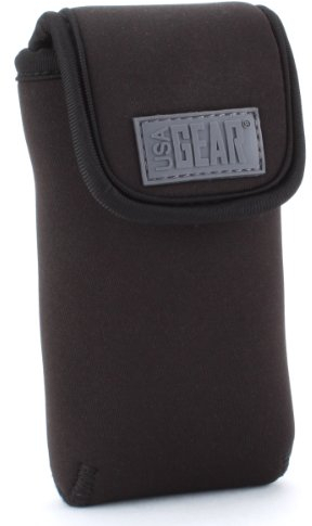 USA GEAR Custodia Compatta per Fotocamera in Neoprene con Moschettone da Viaggio, Tasca per Scheda Di Memoria E Chiusura Sicura, Compatibile con Nikon Coolpix, Panasonic Lumix LX10, kodak fz55 e altro