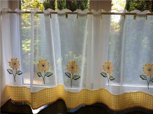 Lemon Café Curtain Panel Sunflower 59 x 18