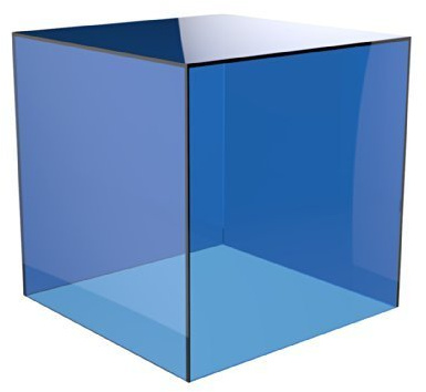Acrylic Cube Display Stand Square 5 Sided Box Perspex Tray Retail Shop Holder (400mm x 400mm x 400mm, Light Blue)