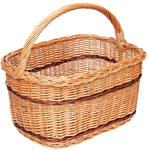 Großer rechteckiger Einkaufskorb aus Weide mit Henkel - handgefertigt aus natürlichem Material, umweltfreundlich, nachhaltig