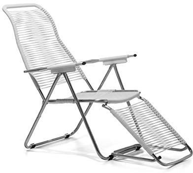 Spaghetti Fiam Liegestuhl Art. 084 Bi Aluminium verchromtem Rahmen Sitz und Rücken Weiß Farbe