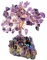 mookaitedecor Natural Amethyst Crystal Money Tree,Gemstone Feng Shui Ornaments Tree of Life Figurines,Titanium Coated Rainbow Stone Cluster Base