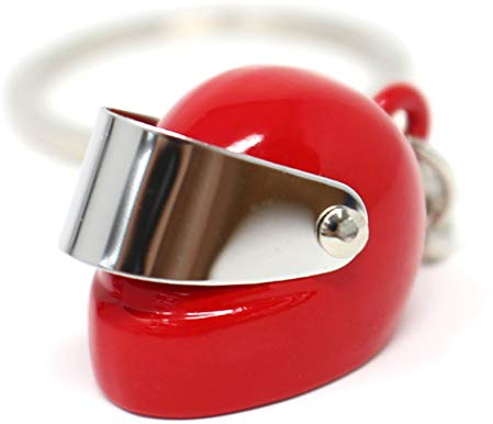 VmG-Store Motorrad Helm Schlüsselanhänger mit Klappvisier (Rot)