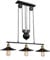 COCOL pendelleuchte vintage 3 flammig Industrie stil, Metall Pulley-Anhänger Loft-Deckenleuchte Pendelleuchte Retro Kronleuchter für Esszimmer/Wohnzimmer/Küche/Café(Schwarz)