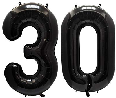 AULE Luftballon Zahl 30 Schwarz 40 Zoll Folienballon Helium 0-60 Geburtstag | XXL 101 cm Schwarze Luftballon Zahlen Groß Zahlenballon für Geburtstag Abschluss Jubiläum Dekoration