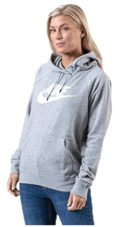 Nike W NSW Essntl Hoodie Po Hbr Sweatshirt, Mujer, Dk Grey Heather/White, XL