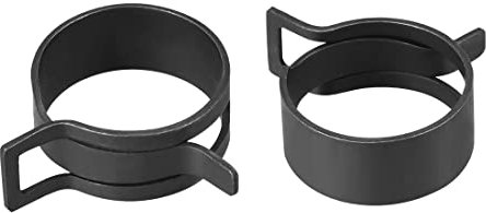 sourcing map Abrazadera de banda de acero 25mm Abrazadera Clips de resorte de tubo de manguera de Acero de Manganeso Negro 5uds