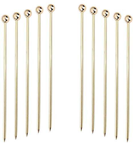 10 Stück Edelstahl-Cocktailspieße, Wiederverwendbare Cocktail-Sticks Obst-Sticks für Fingerfood, kleine Snacks, Antipasti und Cocktails
