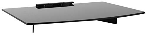 MOUNT-IT! Cable Box Tempered Glass Shelf [22 lbs Capacity] Wall Mount Shelves for DVD Player, AV, Electronic Components, Gaming Consoles, Streaming Devices, Karaoke (Black)