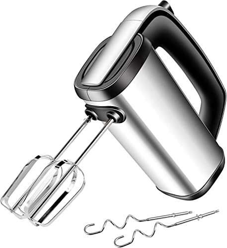 NWOUIIAY Handmixer Elektrisch 300W Handrührgerät mit 2 Rührbesen & 2 Knethaken + 5-Gang + Auswurftaste Edelstahl-Knethaken spülmaschinengeeignet für Soßen Sahn