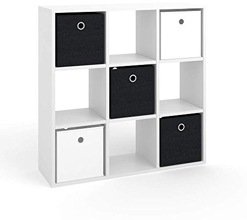 Vicco Raumteiler Hylda, stehendes Bücherregal, Weiß, 82.8 x 82.8 cm