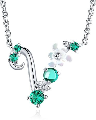 VIKI LYNN Damen Initiale Halskette Buchstabe V Alphabet Anhänger Schmuck 925 Sterling Silber und Zirkonia Anfangsbuchstaben Personalisierte Geschenke für Mädchen Frauen