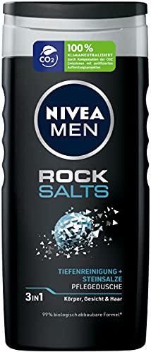 NIVEA MEN Rock Salts Shower Gel (250 ml), Shower Gel with Natural Rock Salts, Effective Shower Gel for a Cleaned, Refreshed Skin Feeling