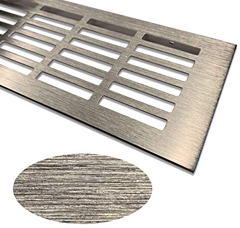 Lüftungsgitter Aluminium | 100mm x 400mm | Farbe: Edelstahl - gebürstet | Lüftungs Gitter Alu | Stegblech | Belüftungsgitter | Heizungsgitter | Belüftungsgitter/Lüftung