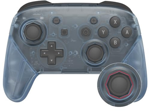 eXtremeRate Carcasa Agarre para Nintendo Switch Pro Joysticks Diseño Octagonal Funda DIY Reemplazo Cubierta Grip Shell para Nintendo Switch Pro Control-No Incluye Mando(Transparente Hielo Azul)