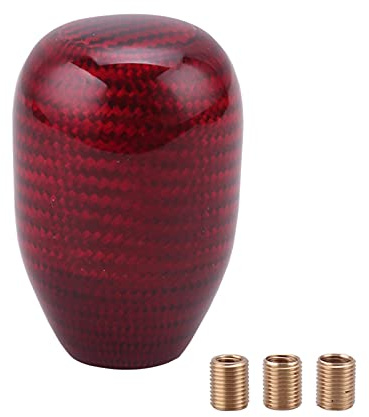 muge racing Carbon Fiber Shift Knob Gear Shifter Knobs with 3 Adapter Most Car Decorations Classic- Red