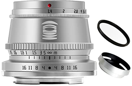 TTArtisan 35 mm F1.4 APS-C Format große Blende, manueller Fokus, fester Objektiv für L-Mount Kamera, Silber für Leica T CL TL TL2 Sigma FP