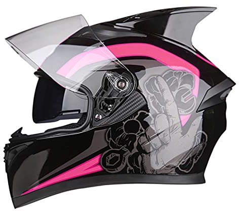 Modular-Helm Integralhelme Flip-Up Motorradhelm Sturzhelm Rollerhelm Erwachsener Herren & Damen DOT/ECE-Zertifizierung Klapphelm Full-Face Motorcycle Helmet Jet Helm Mopedhelm,Rosa,M