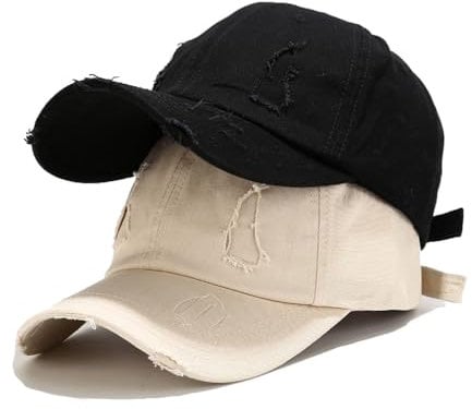 Quanhaigou 2 Stück Dad Mum Hut Baseball Cap Verstellbare Polo Trucker Hüte Unisex Stil Kopfbedeckung, Schwarz-Beige, Einheitsgröße