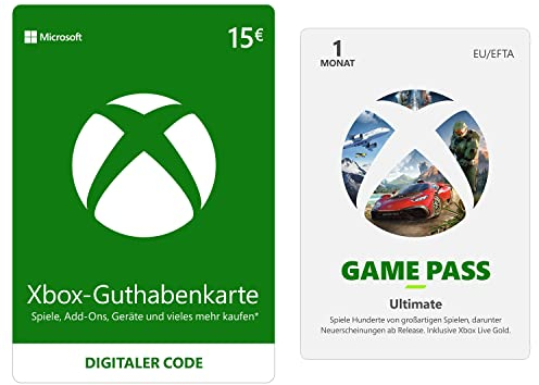 Xbox Live 15 EUR Guthaben (Download Code) + Xbox Game Pass Ultimate 1 Monate Mitgliedschaft (Download Code)