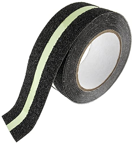 SeKi Antirutsch Klebeband Rutschhemmend schwarz/Nachleuchtend Glow in The Dark, 50mm x 5 Meter, Rutschfestes Sicherheitsband für Treppen, Stufen, Fliesen und Bodenbelag; Antirutschband selbstklebend