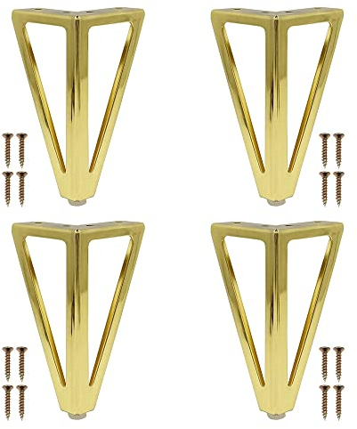 4 Piezas Pies Triangulares de Metal para Muebles, Patas para Muebles, Patas Doradas para Muebles, Patas de Sofá Reemplazables, para Pies de Muebles de Mesa de Centro, Mueble de TV, Sofá