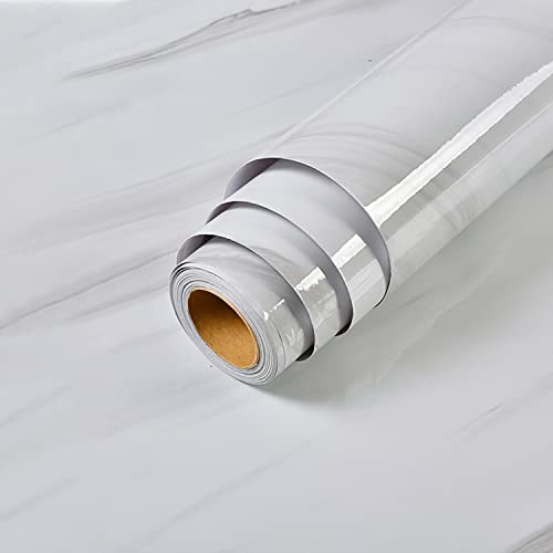 YXHZVON Weiß Marmor Folie Selbstklebende, Klebefolie Marmor Folie 40 x 300 cm Tapete Wasserdichte Tapete Vinyl PVC für Küche, Schränke