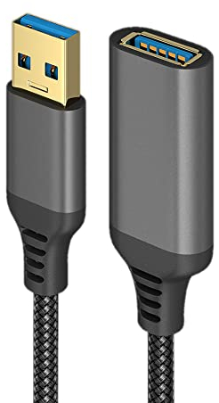 Eono Cavo Prolunga USB 3.0 Nylon, 5m Cavo USB 3.0 A Maschio e Femmina 5Gbps Nylon Prolunga Cavo USB Paccato Oro per Chiavetta USB, Hub USB, Tastiera, Mouse, Stampante, Nero