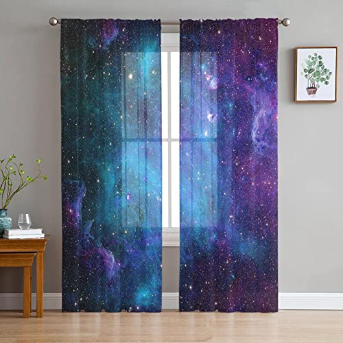 MTBDyyds Verdunkelungsvorhänge 3D Drucken 264X214Cm Farbe Milchstraße Sterne Landschaft Verdunklungsvorhänge Kinderzimmer 2 Stück Vorhang Blickdicht Ösenschal Kindergardinen Junge Verdunklungsgardine