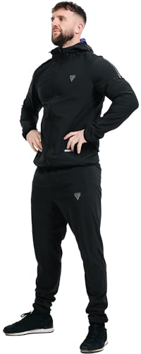 RDX Schwitzanzug Zum Abnehmen, Saunaanzug REACH Konform, Kapuzen Anzug Sauna Suit Sweatanzug Sportanzug Trainingsanzug Thermo Sweatsuit Boxen MMA Gym Fitness Laufen Herren Damen