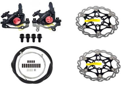 NYK Zoom Bike Bicicletta Ciclismo HB-100 Pinze Freno A Disco Idraulico Anteriore & Posteriore Set Line Pull con Rotore Flottante & Cavo (nero)