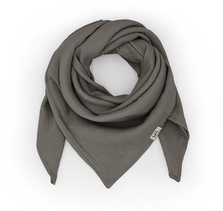 Neu hutch&putch Musselin-Halstuch Unisex 135cmx135cm - Dreieckstuch Erwachsene aus Bio Baumwolle - Schal für Erwachsene - weiches Musselin Halstuch (Anthrazit)