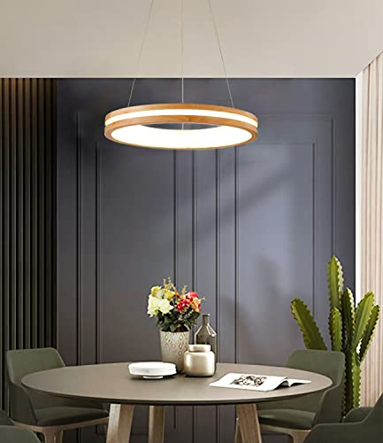 Bellastein Moderne LED Pendelleuchte Dimmbar Hängelampe Esstisch LED Pendelleuchte Holz Esszimmer Hängeleuchte Pendellampe Küche Höhenverstellbar Kronleuchter für Wohnzimmer Büro Hängeleuchte (C)