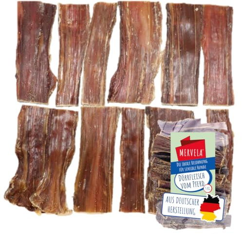 MERVELA® Pferde-Dörrfleisch für Hunde 5 KG | 100% Pferd | Monoprotein | 100% Pferd | Monoprotein | Natürlich getrocknet | Ohne künstliche Zusätze