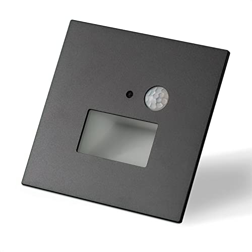 INNOVATE LED Einbaustrahler 230V mit Bewegungsmelder Licht [ColourSwitch Schwarz] Wandleuchte Innen LED Strahler I Lampe mit Bewegungsmelder Innen Indirekte Beleuchtung (Eckig - Auslass Eckig)