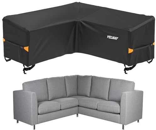 Velway Housse Salon de Jardin Forme en V - 420D Oxford Tissu Housse Protection Imperméable pour Meubles Extérieur, Anti-poussière Aide à Prolonger la Vie des Meubles (Noir, 215x215x87cm)