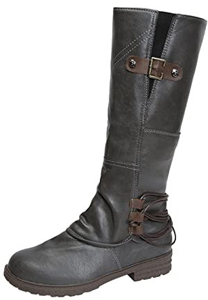 Anfibi Donna Platform, Moda Impermeabile Biker Boots Alti Antiscivolo Pelle Stivali Invernali Comode Stivali Biker Motociclista Morbidi Stivaletti Biker