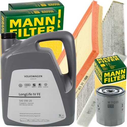 BandelOne enthält Mann Filter Inspektionspaket+5L LL 0W20 Motoröl für A3 Golf 7